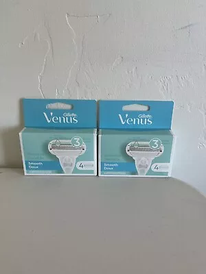 Gillette Venus Smooth Sensitive 3 Blade Cartridges 2 Boxes/4 Refills Ea=8 Total • $16