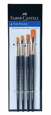 Faber-Castell 4Pcs Flat Synthetic Hair Different Sizes Paint Brushes (Navy Blue) • $33.83