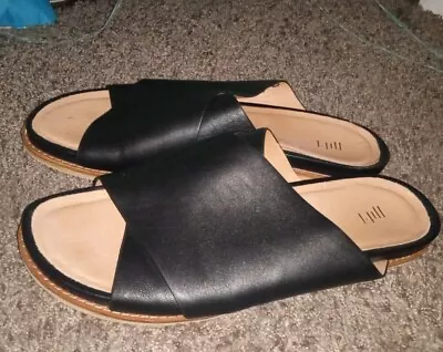 J Jill Billie Molded Crossband Sandals Black Women’s Size 10 • $45