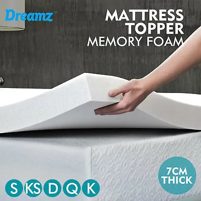 Dreamz Mattress Topper Memory Foam Toppers 7CM Underlay Mat Queen Double King • $75.99