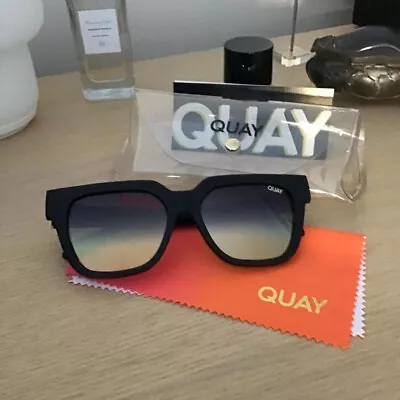 QUAY Australia P.S.A. Unisex Sunglasses/Matt Black/Matt To Gold Lenses/Brand New • $69