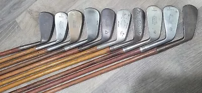 10 Antique Vintage 1920's Burke Hickory Wood Shaft Golf Clubs • $149