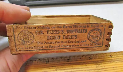 Vintage Hansens Unrivaled Rennet Tablets Dove Tailed Medicine Box No Lid Sorry • $11.99