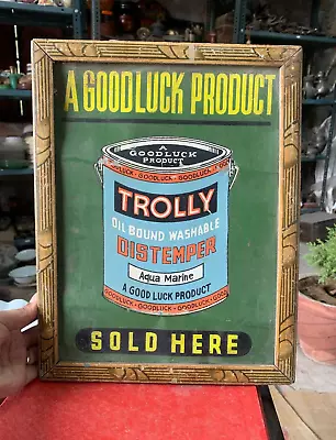 Vintage A Goodluck Product Trolly Distemper Advertisement Sign Litho Tin Framed • $251.30