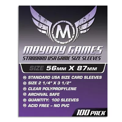 100 X Clear Standard American Card Sleeves 56mm X 87mm (Mayday) - Brand New • £4.62