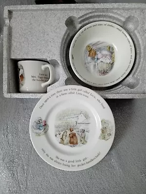 Vintage Wedgewood Beatrix Potter Mrs Tiggywinkle Bowl Plate Cup Breakfast Set • £9.99