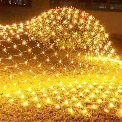LED String Fairy Net Lights Mains Christmas Curtain Mesh Lights Outdoor Garden • £11.51