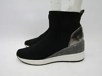 MICHAEL KORS Womens Sz 5 M Black Mesh Wedge Heel Bedazzled Ankle Fashion Boots • $37.04