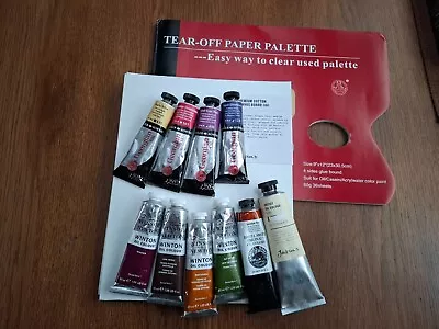 Artists Oil Paints Daler Rowney  Winsor Newton & 2 Canvas Boards Paper Palette • £25