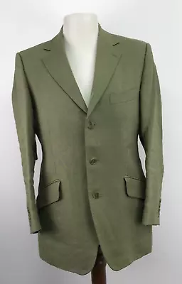 Hackett London Men's Jacket Green Linen Lined Blazer - UK 38R/EU 48R • $55.49