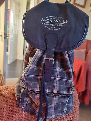 Jack Wills Check Rucksack Bag Buckle Fastening • £4.50