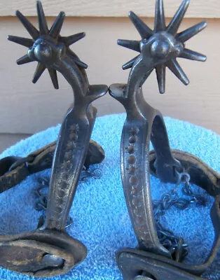 Antique Star Dot Old Iron Anchor Mkd North & Judd Spurs With Old  Leather Straps • $225