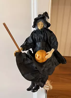 Vintage Halloween Hanging Witch Midwest Importers Paper Mache 10  Flying • $26.99