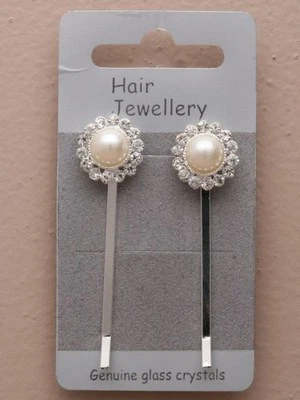 £3.99 • Buy Bridal Wedding Crystal Diamante & Pearl Vintage Style Hair Grips Clips Slides
