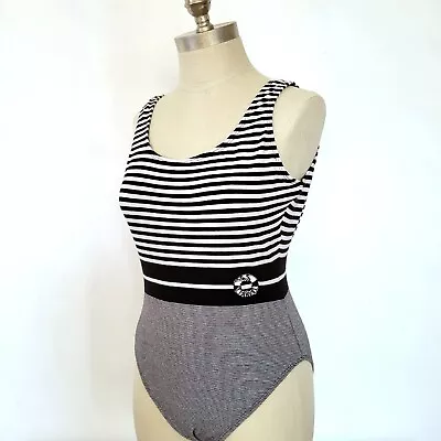 Vintage TAHITI Swimsuit Size 11/12 Nautical Sailor Stripe Classic Yacht Rock   • $30