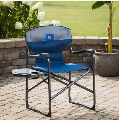 Timber Ridge Folding Directors Chair With Side Table In Blue New • £59.99