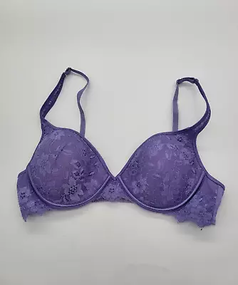 Vassarette Purple Floral Lined Adjustable Straps Underwire T-Shirt Bra Size 38B • $16.20