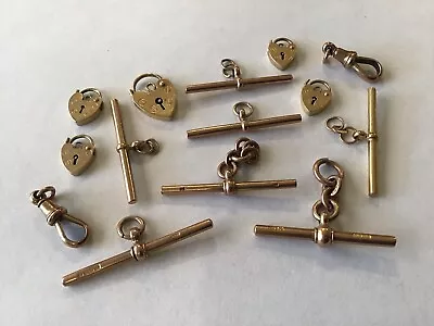 9CT 375 SOLID GOLD T-BARS PADLOCKS SWIVEL CLASPS 26.5g NOT SCRAP. HALLMARKED. • £570