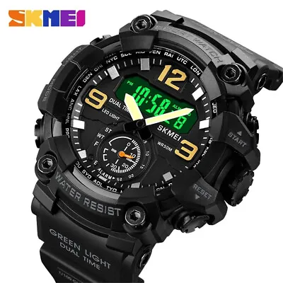 SKMEI Men Digital Quartz Watch Fashion Chronograph Military Sport LED Wristwatch • $14.99