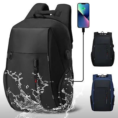 $22.95 • Buy Laptop Backpack With USB Charging Port Outdoor Rucksack School Waterproof Bag