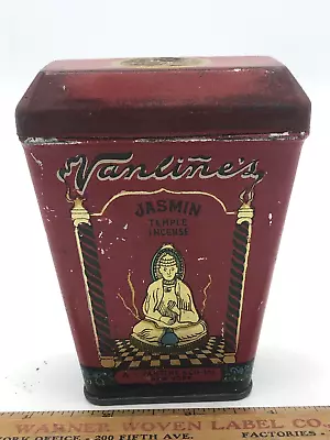 ANTIQUE 1860S JASMIN TEMPLE INCENSE A.A. VANTINES & CO. TIN 4.25  FULL W/Incense • $79.99