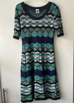 M By MISSONI Dress Long  Knit Blue Green Striped Womens IT 40 Small 4 • $85
