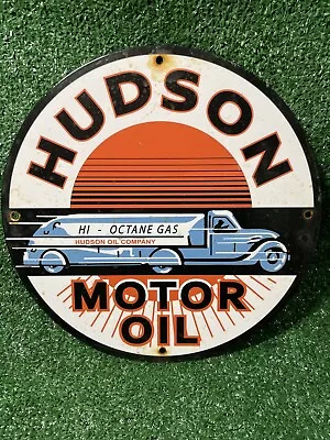 Vintage Hudson Motor Oil Porcelain Sign Gas Station Advertising Automobile Car • $180.31