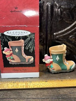 Hallmark Keepsake Ornament Takin A Hike 1995 Hiking Boot Christmas Mouse Vintage • £11.58