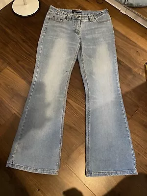 Dorothy Perkins Vintage Style Y2k 00s Faded Blue Wide Leg Flare Jeans Size 10 #9 • £19.99
