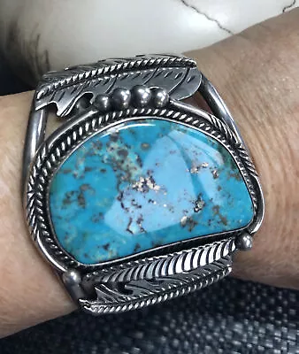 $559 • Buy Large Native American Navajo High Grade Morenci Turquoise Cuff Bracelet