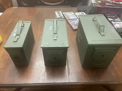 Military Surplus Ammo Can Set 30cal 50cal And Fat 50 SAW 3pk Metal Storage Cans • $59.95