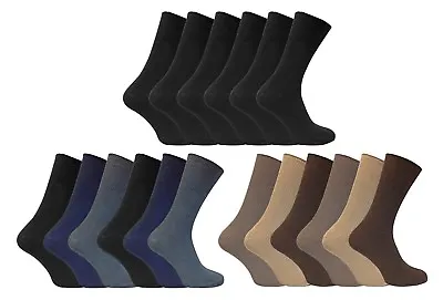 6 Pack Mens Thin 100% Cotton Non Binding Elastic Wide Lightweight Dress Socks • $19.99