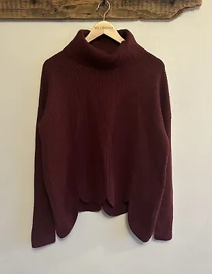NWT Chloe Kristyn Burgundy Mink Anna Scallop Sweater Women Large Tuckernuck • $175