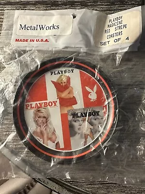 Metal Works Vintage 2000 Playboy Tin Metal Coasters 4 PC New In Package. • $10