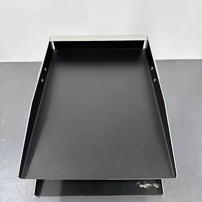 Vtg All Steel Metal Double Tray Desk File Paper Letter Organizer Black & Chrome • $42