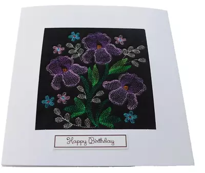 Complete Handmade Machine Embroidery Birthday Card  Iris • £4