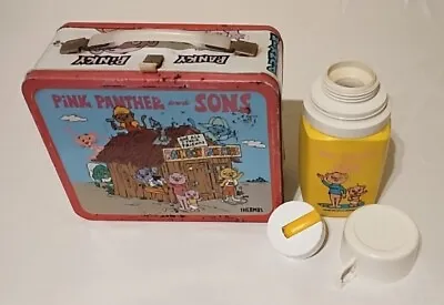 1984 Pink Panther And Sons & All Their Friends Metal Lunch Box W/ Thermos CLEAN • $30