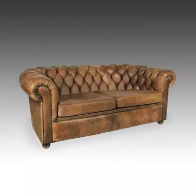 Chesterfield-style Sheep Leather Club Sofa Nico Van Oorschot Mid-century Modern • $7950