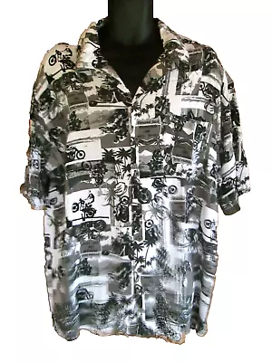 Motorcycle Club Maui Hawaii Print Hawaiian Aloha Camp Shirt Panama Jack Size 3XL • $12