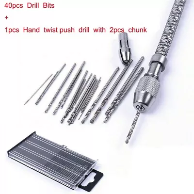 40x Mini Precision Pin Vise Micro Hand Drill Twist Bit Set Kit For Rotary Tools • $11.25