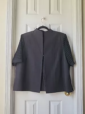 NWOT Ming Wang Black Mesh Short Sleeve Clasp Closure Women’s Blazer Jacket Sz XL • $49.99