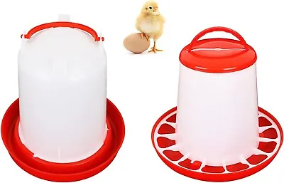 OUYOLAD Chick Feeder And Waterer Kit1.5KG Chicken Feeder And 3L Chicken Waterer • $12