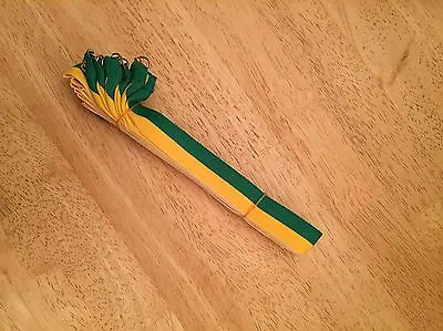 10x  Green And Yellow Ribbons / Lanyards With Gold Clip 22mm Wide FREE P&P • £6.95