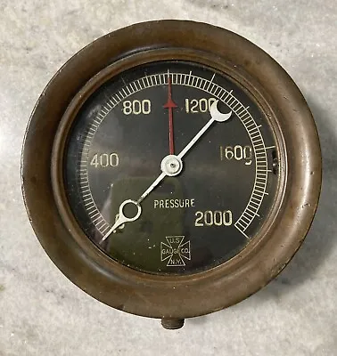 Antique US Gauge Pressure Steam Gauge Valve NY Vintage 4.5” Face Brass • $85