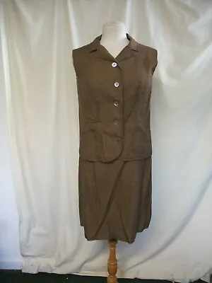 Vintage Ladies Brown Waistcoat And Pencil Skirt Maggi Shepherd UK 14 7779 • $22.73