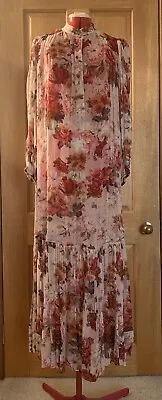 ZIMMERMANN | BN SAMPLE Floral Rose Silk Button-up Maxi Dress Sz 1 • $250