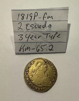 1819 P-fm 2 Escudos 3 Year Type Spain Gold Coin Km-65.2 • $1815