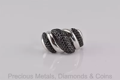 Milor Sterling Silver Black Spinel Rolled Statement Ring 925 Sz: 10 • $47.50