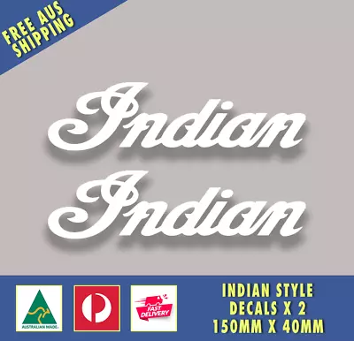 Indian Style Decals X 2 WHITE Sturgess Sticker BONNEVILLE USA MOTORBIKE • $14.95