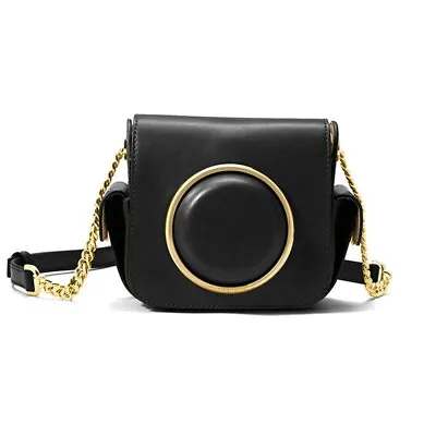 Michael Kors Scout MOLDED Camera Bag Shoulder Crossbody Black Leather Retro RARE • $68.34